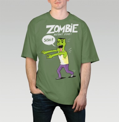 Zombie - Mutant Zone!, Футболка мужская оверсайз оливковая