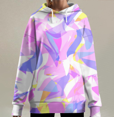 Пляшущие треугольники с праздничным настроением на абстракции, Hoodie Long Oversize 3D