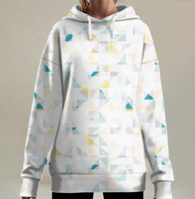 Абстрактный геометрический минимализм в пастели, Hoodie Long Oversize 3D