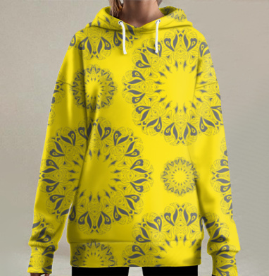 Абстрактные звезды., Hoodie Long Oversize 3D