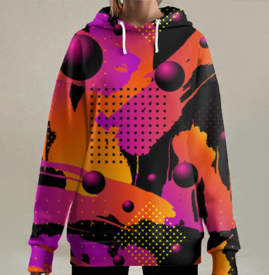 Абстрактный паттерн с шарами, Hoodie Long Oversize 3D