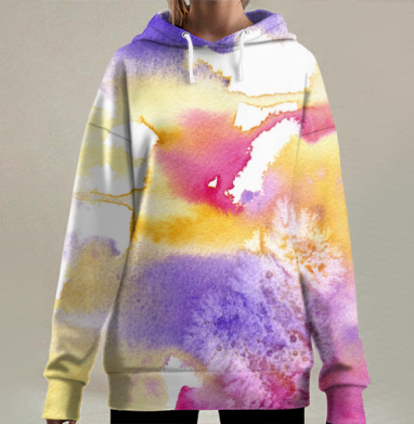 Акварельная экспрессия, Hoodie Long Oversize 3D