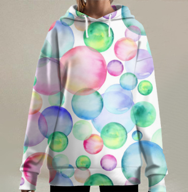Акварельные пузырьки, Hoodie Long Oversize 3D