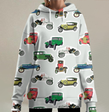 Авто - винтаж, Hoodie Long Oversize 3D