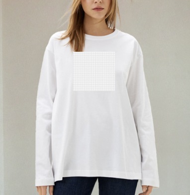 White Puzzle Piece Geometry / Белая геометрия деталей пазла черных линий, Футболка лонгслив женская белая