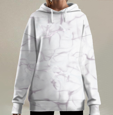 Белый мрамор с фиолетовыми узорами идеально подходит поверхности, Hoodie Long Oversize 3D