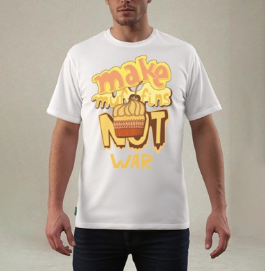 Футболка с принтом Make Muffins Not War, Футболка мужская REGULAR белая