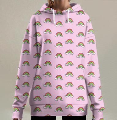 Будь милым и радужным, Hoodie Long Oversize 3D