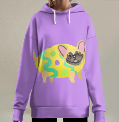 Бульдог французский, Hoodie Long Oversize 3D