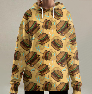 Бургеры, Hoodie Long Oversize 3D