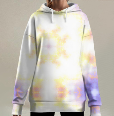 Сияющее духовное просветление в нежных пастельных тонах, Hoodie Long Oversize 3D