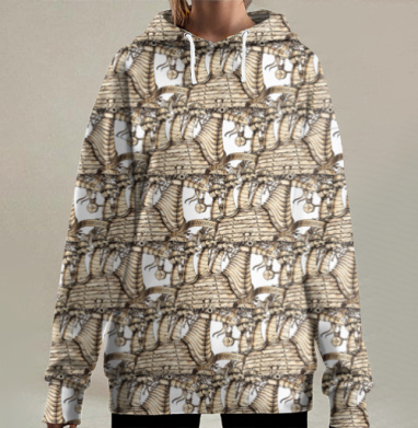 Четыре всадника Апокалипсиса на деревянной лошади с COVID 19, Hoodie Long Oversize 3D