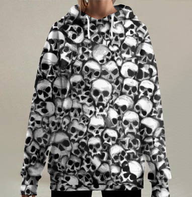 Проклятие тысяч черепов мистика темные ночи, Hoodie Long Oversize 3D