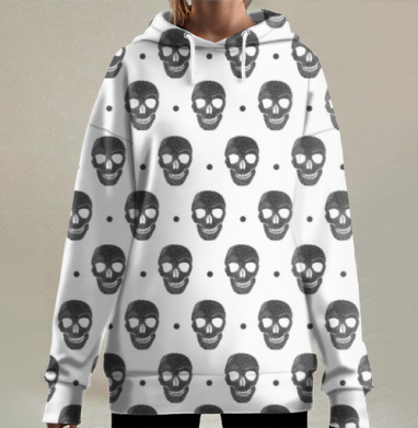 Черные черепа, Hoodie Long Oversize 3D
