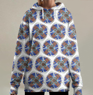 Перекресток миров кирпичные здания космическая архитектура, Hoodie Long Oversize 3D
