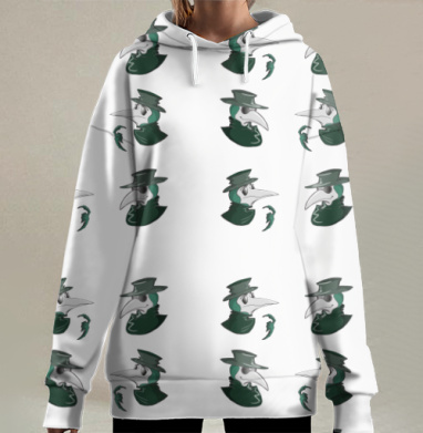 Задумчивый чумной доктор в разгар пандемии без логотипа, Hoodie Long Oversize 3D