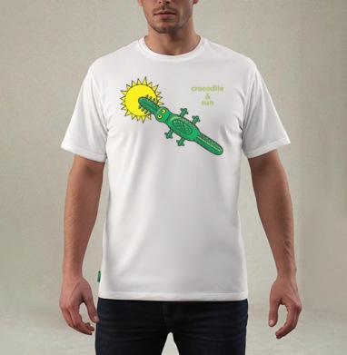 Зеленый крокодил заглатывает желтое солнце crocodile & sun - Магазин футболок Anatolich - Дизайнерские принты