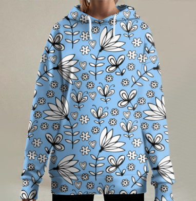 Цветочная текстура, Hoodie Long Oversize 3D