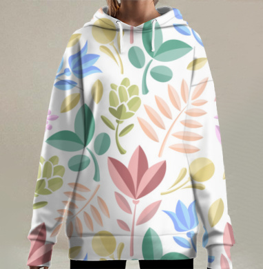 Цветы, Hoodie Long Oversize 3D