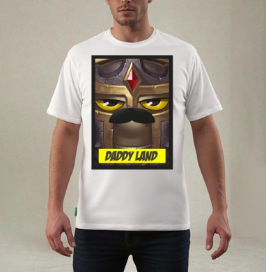 Ироничный рыцарь с усами Daddy Land, Футболка мужская REGULAR белая