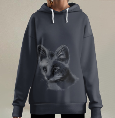 Дикий кот, Hoodie Long Oversize 3D