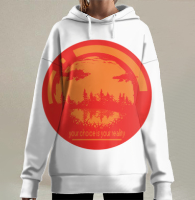 Красный лес солнце выбор твоя реальность, Hoodie Long Oversize 3D