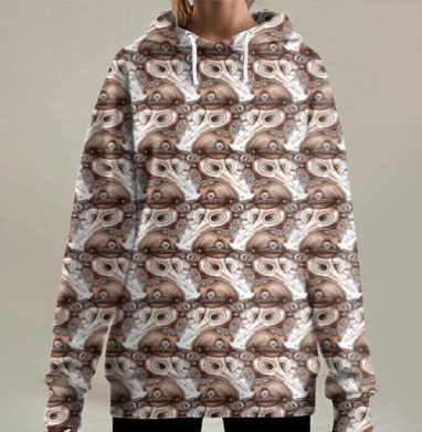 Антикварная маска доктора чумы в стимпанк стиле, Hoodie Long Oversize 3D