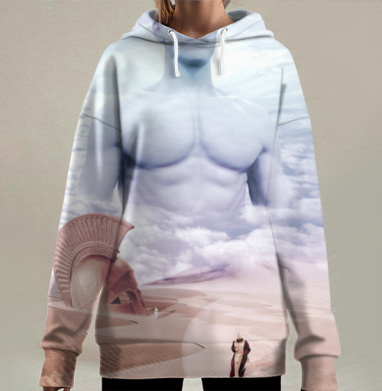 Гигант в облаках мужество против преград, Hoodie Long Oversize 3D