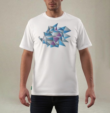 Абстрактное Low Poly существо в холодных тонах, Футболка мужская REGULAR белая