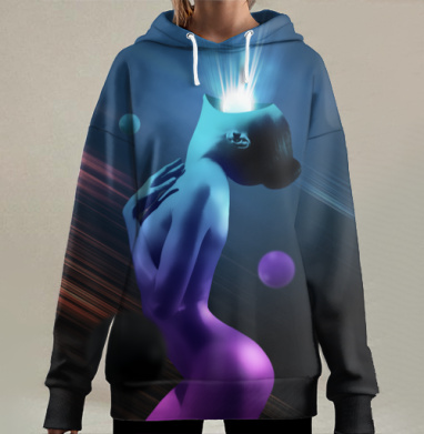 Фигура Озарение Просветление Внутренней Энергии, Hoodie Long Oversize 3D