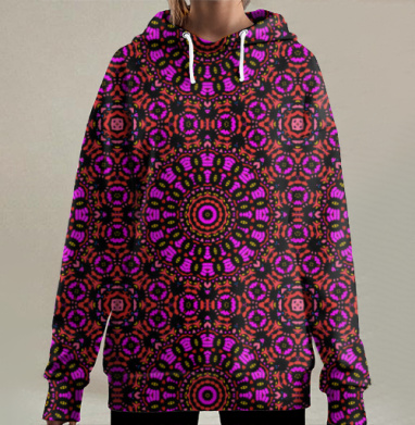 Фиолетовый, Hoodie Long Oversize 3D