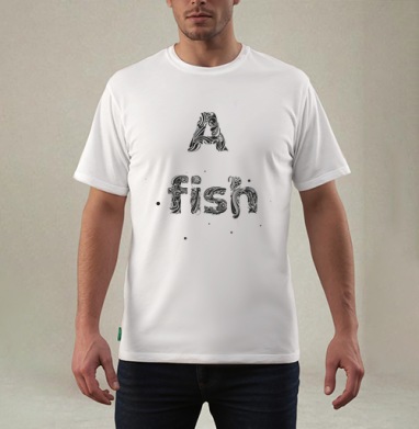 Декоративный постер «A fish» в винтажном стиле, Футболка мужская REGULAR белая