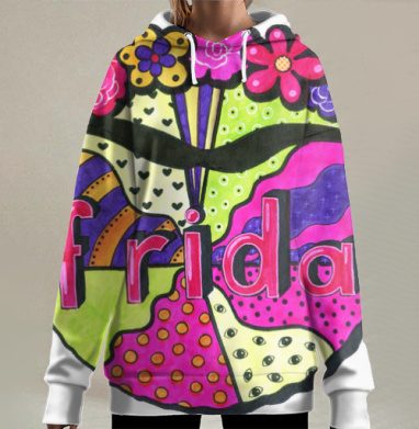 Фрида Кало в стиле поп-арт, Hoodie Long Oversize 3D
