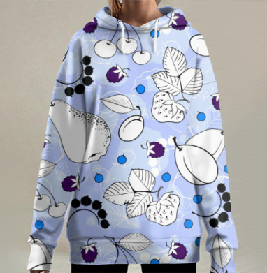 Фрукты и ягоды, Hoodie Long Oversize 3D