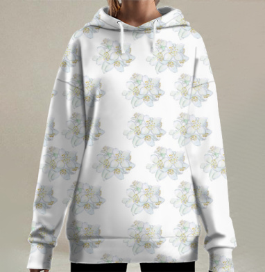 Жасминовый паттерн, Hoodie Long Oversize 3D