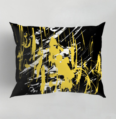Abstract golden splashes / Золотые брызги краски фон абстракция яркая, Подушка декоративная 50х70 см