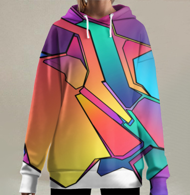 Геометрическая градиентная абстракция, Hoodie Long Oversize 3D