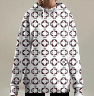 Геометрические цветы розы, Hoodie Long Oversize 3D
