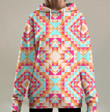 Геометрический этнический паттерн, Hoodie Long Oversize 3D