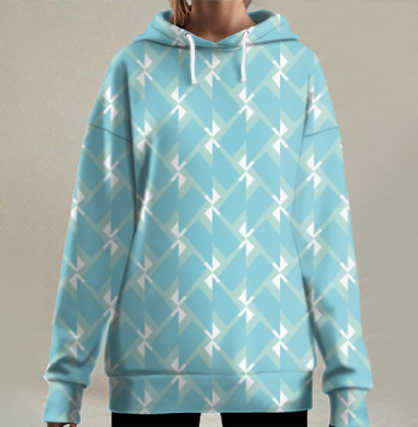 Геометрия голубого ритма и баланса, Hoodie Long Oversize 3D