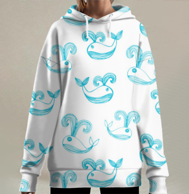 Голубые киты, Hoodie Long Oversize 3D