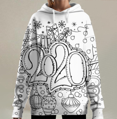 Новогодний праздник 2020 с подарками и елкой 2020, Hoodie Long Oversize 3D