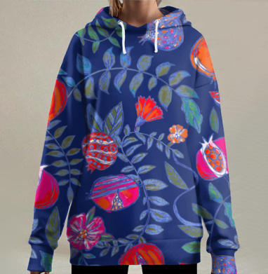 Гранатовый узор, Hoodie Long Oversize 3D