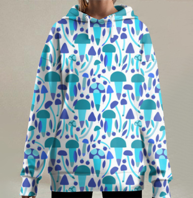 Грибная текстура, Hoodie Long Oversize 3D