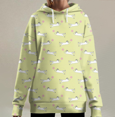 Играющие кошки, Hoodie Long Oversize 3D