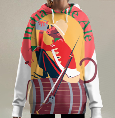 Индийская макака в униформе Викторианской эпохи Индийский Светлый Эль, Hoodie Long Oversize 3D