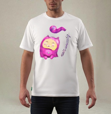 Мягкая игрушка Котик в ярком костюме, Футболка мужская REGULAR белая