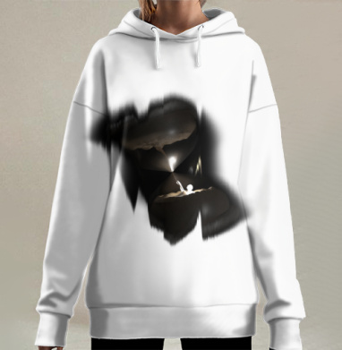 Молчаливый человек с фонарем ищет свет в темноте, Hoodie Long Oversize 3D