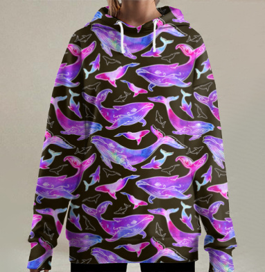 Киты вселенной, Hoodie Long Oversize 3D