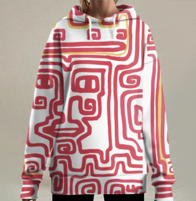 Образ властной личности с короной и завитками времени, Hoodie Long Oversize 3D